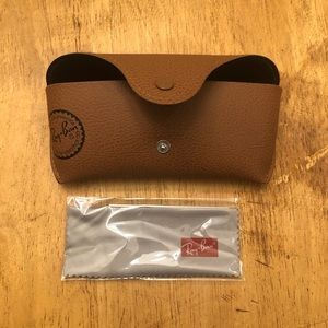 Ray-Ban Glasses Case Brown With Unopened Cleaning Cloth